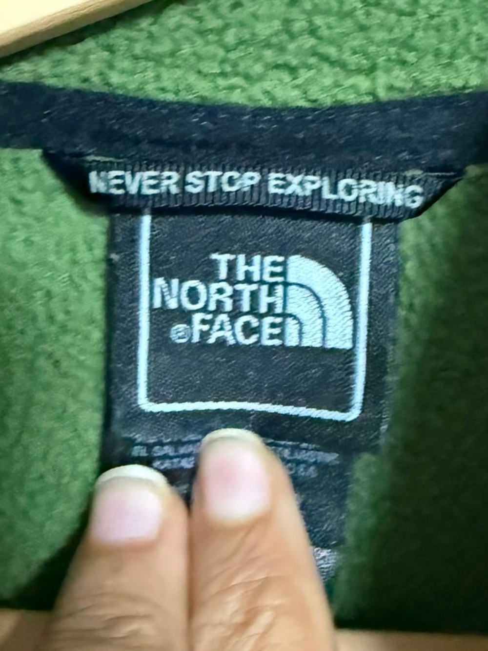 North Face Men’s Small Green Full Zip Fleece Jacket Outdoor Hiking - Picture 9 of 11